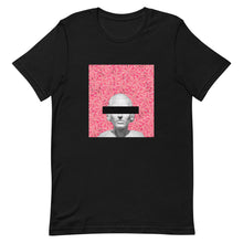 Load image into Gallery viewer, black graphic tee with pink floral background and white statue bust
