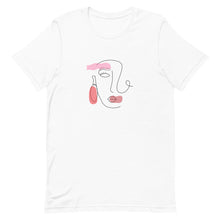 Load image into Gallery viewer, White graphic tee with abstract face design
